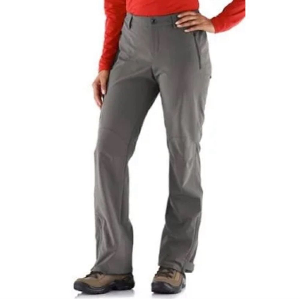 REI‎ Grey/Green Zipper Pockets Adjustable Cuffs Hiking Active Pants - 14P